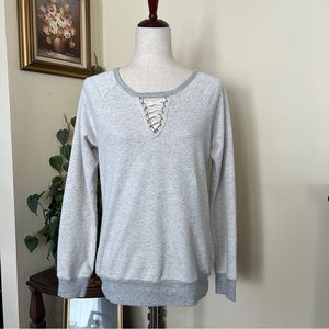 Mystree Gray Lace Up Sweatshirt sz S